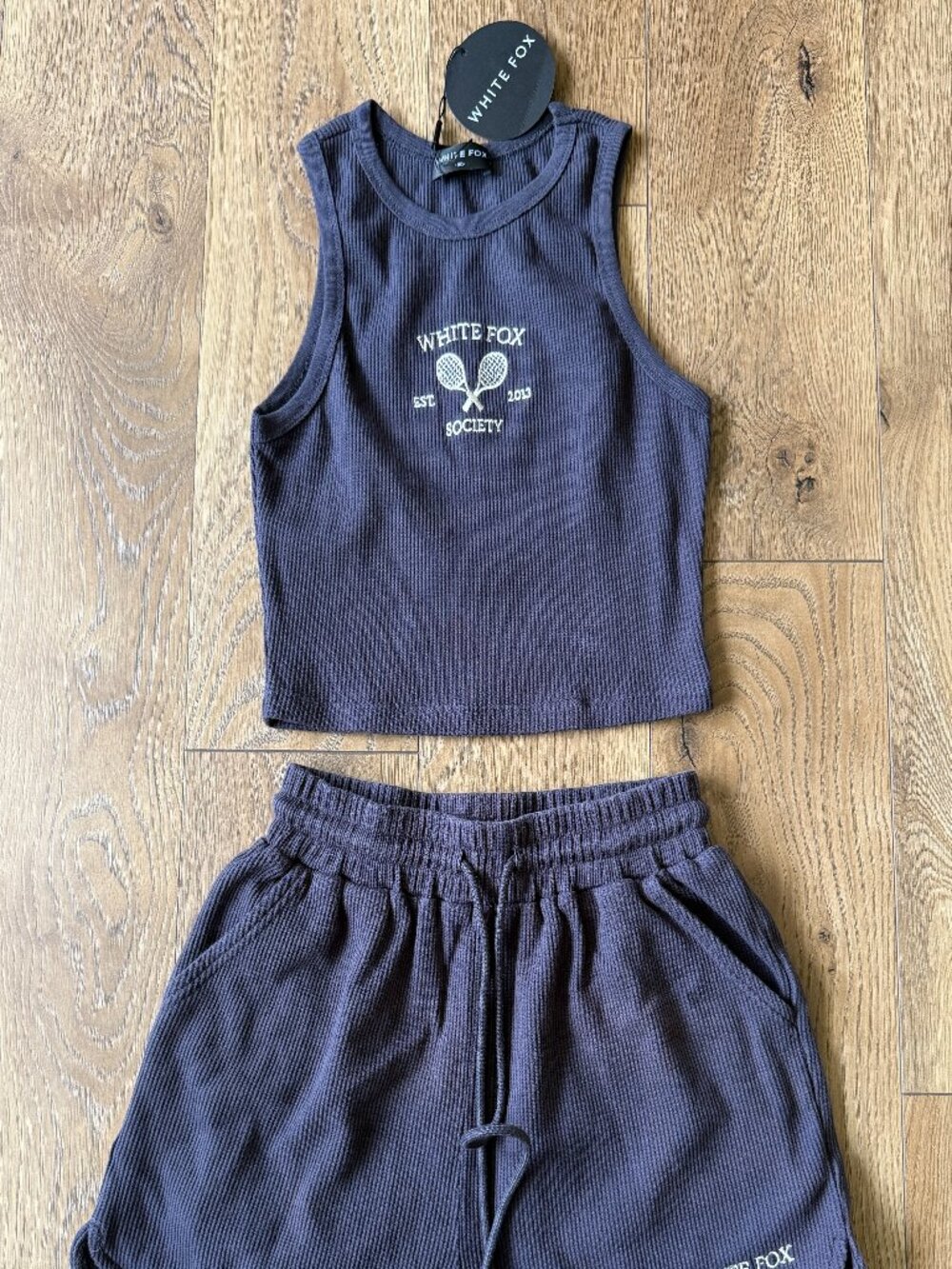 White Fox Charcoal Gray Tank Top and Short Set Size: XS